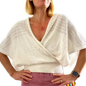 Lovestich white flowy crop top.